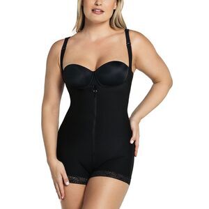 Leonisa Womens Firm Compression Open Bust Body Shaper Boyshorts 4XL Black